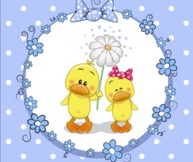 lovely cartoon animal with baby cards vectors 01