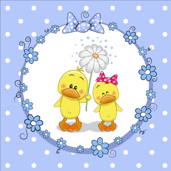 lovely cartoon animal with baby cards vectors 01