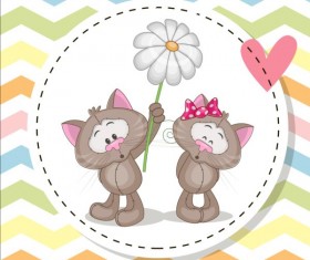 lovely cartoon animal with baby cards vectors 06