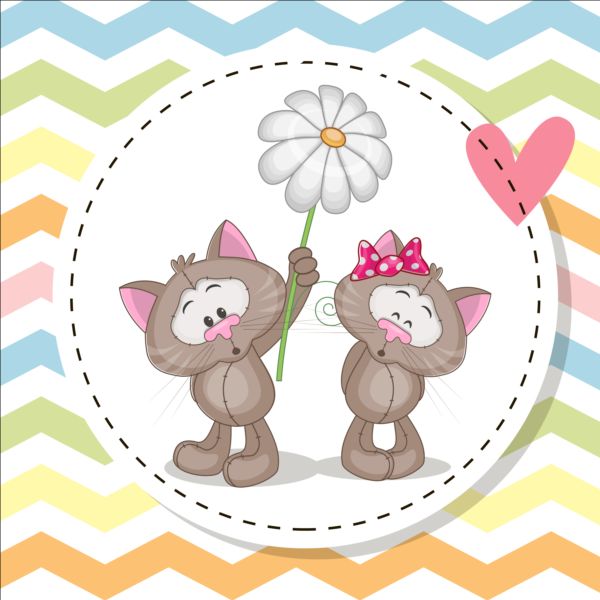 lovely cartoon animal with baby cards vectors 06