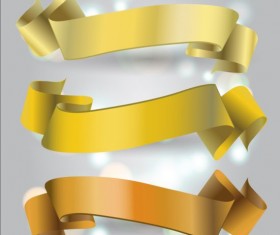 3 Kind yellow ribbons vectors