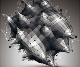 3D geometric shapes vectors background 01