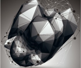 3D geometric shapes vectors background 02