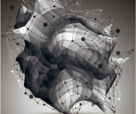 3D geometric shapes vectors background 03