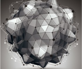 3D geometric shapes vectors background 04