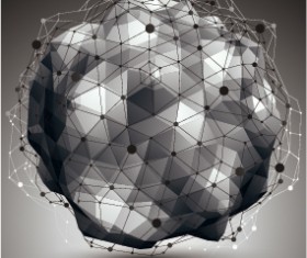 3D geometric shapes vectors background 05