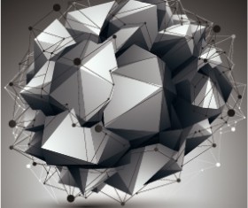 3D geometric shapes vectors background 07