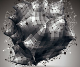 3D geometric shapes vectors background 08