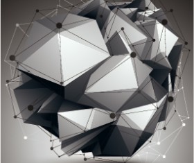 3D geometric shapes vectors background 09