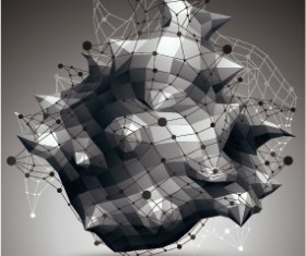 3D geometric shapes vectors background 10