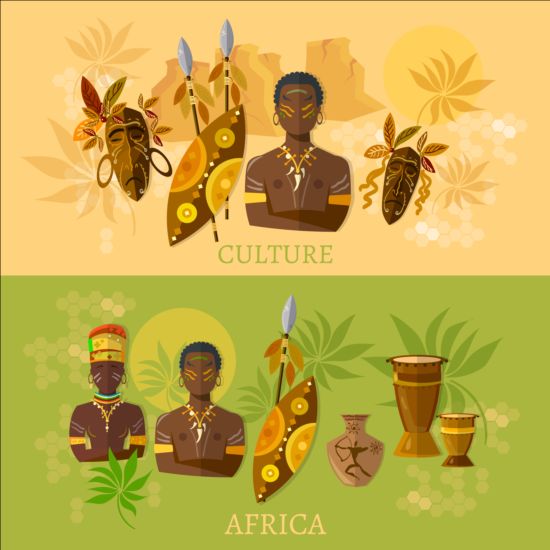 Africa styles culture vector background 01