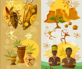 Africa styles culture vector background 02