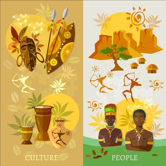 Africa styles culture vector background 02