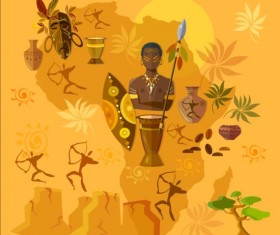 Africa styles culture vector background 03