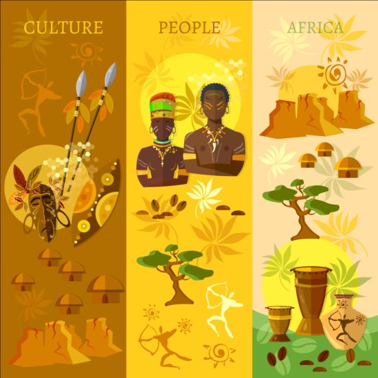 Africa styles culture vector background 04