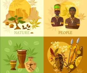 Africa styles culture vector background 06