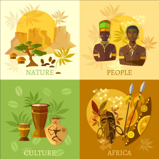 Africa styles culture vector background 06