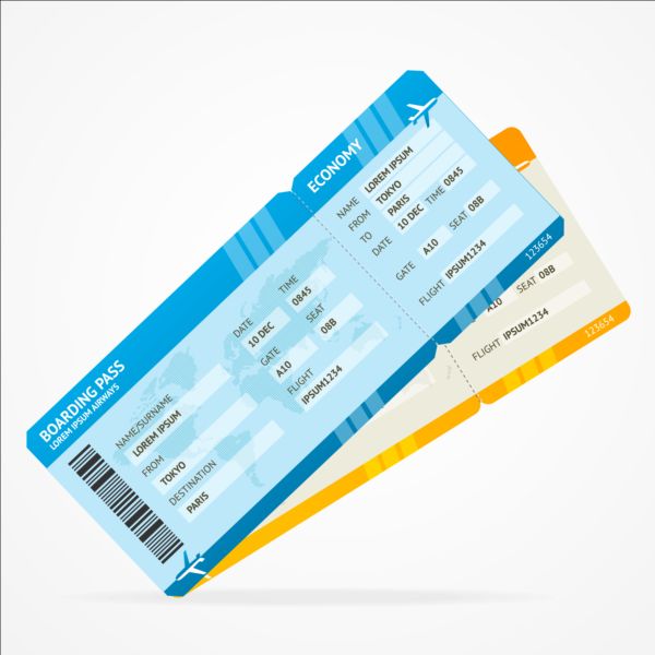 Airline tickets template design vector 01
