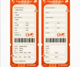 Airline tickets template design vector 06