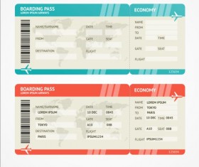 Airline tickets template design vector 07