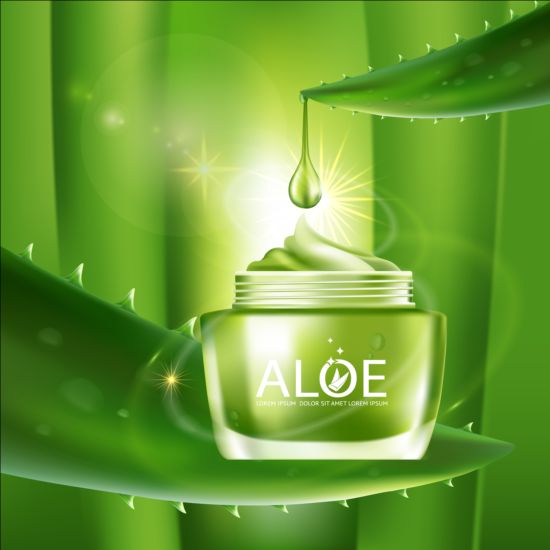 Aloe Cosmetics background vector 01