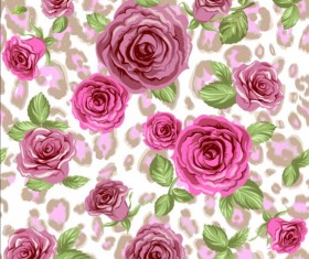 Animal skin and roses seamless pattern vector 03