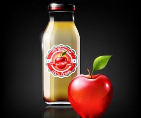 Apple juice and glass bottle vector