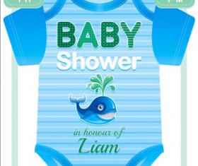 Baby shower card with clothes vector 02
