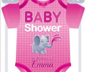 Baby shower card with clothes vector 03