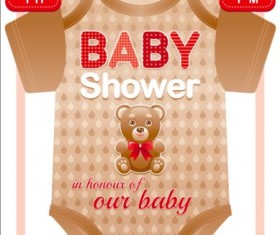 Baby shower card with clothes vector 04