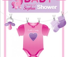 Baby shower card with clothes vector 07
