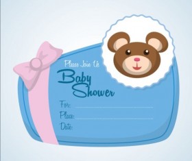 Baby shower simple cards vector set 01