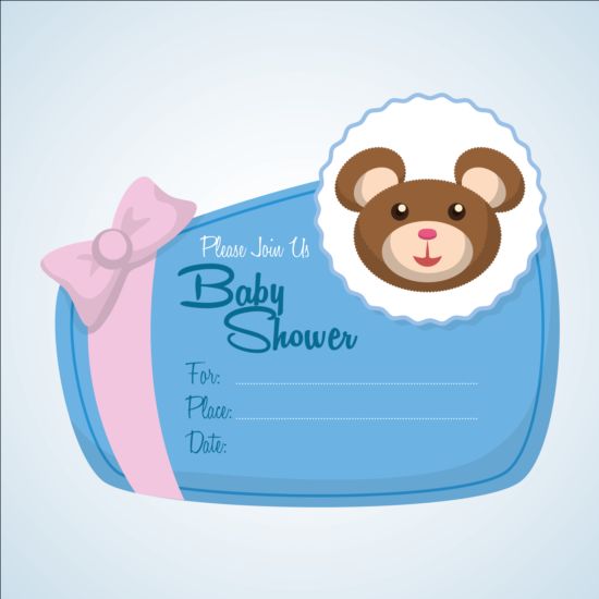 Baby shower simple cards vector set 01