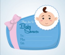 Baby shower simple cards vector set 02