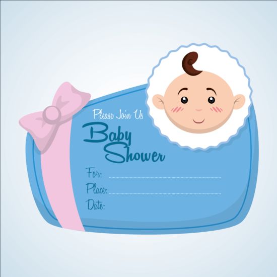 Baby shower simple cards vector set 02
