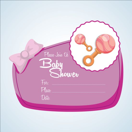 Baby shower simple cards vector set 03