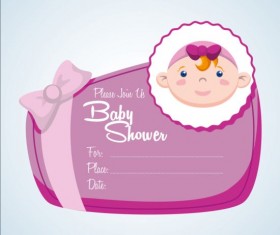 Baby shower simple cards vector set 04