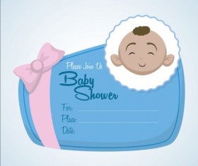 Baby shower simple cards vector set 06