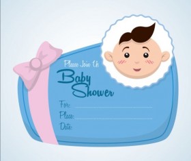 Baby shower simple cards vector set 08