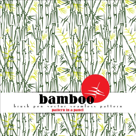 Bamboo brushpen vector seamless pattern
