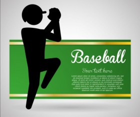 Baseball green banner with people silhouette vectors set 01