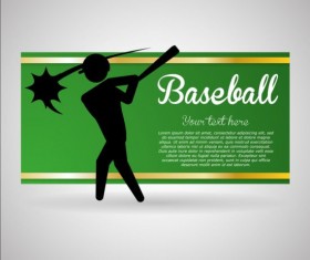 Baseball green banner with people silhouette vectors set 02