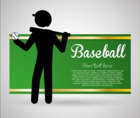 Baseball green banner with people silhouette vectors set 03