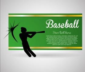 Baseball green banner with people silhouette vectors set 05
