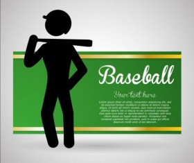 Baseball green banner with people silhouette vectors set 06