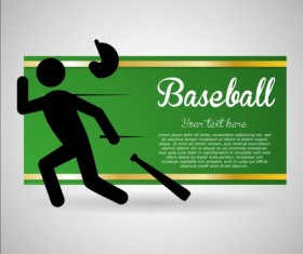 Baseball green banner with people silhouette vectors set 08