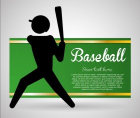 Baseball green banner with people silhouette vectors set 09