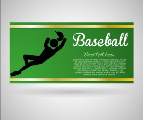 Baseball green banner with people silhouette vectors set 10