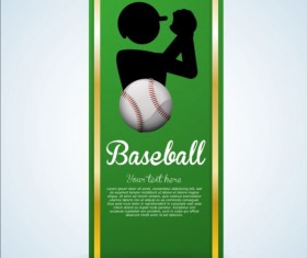 Baseball green banner with people silhouette vectors set 11