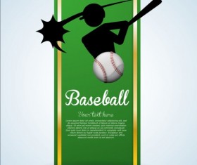 Baseball green banner with people silhouette vectors set 12